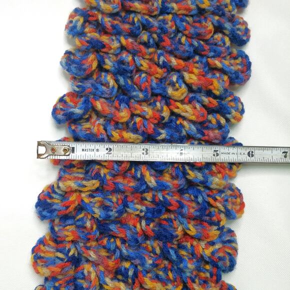 Crochet Dragon Scale Cowl Hand Crafted Crocodile Stitch Scarf Colorful Yarn NEW - Picture 8 of 11